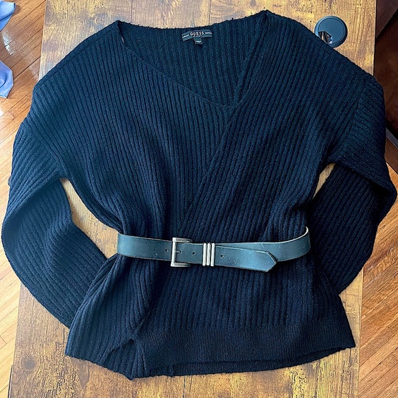 Guess size large black asymmetrical design sweater. - Picture 1 of 16
